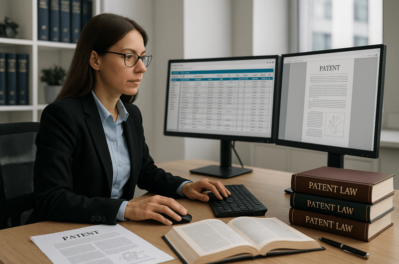 Patent prosecution paralegal managing docketing and deadlines in a law office environment