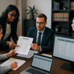 Law firm team collaborating on patent prosecution workflow using docketing software